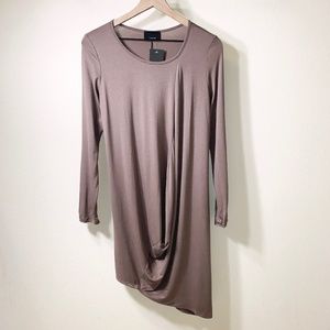 Lumiere Stone Brown Asymmetric Shirt Dress